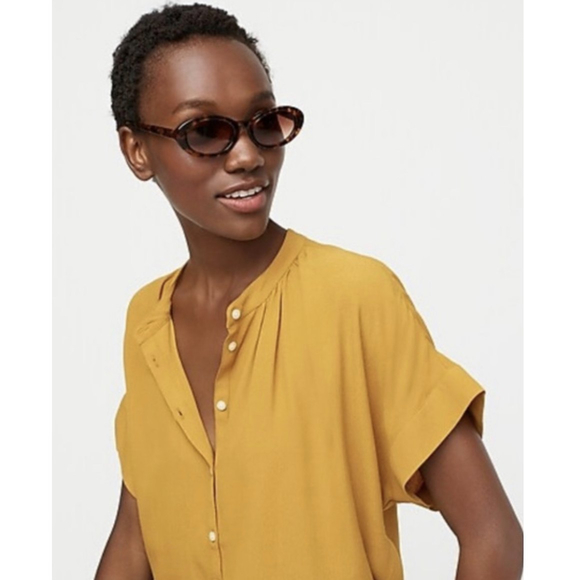 J.CREW Point Sur Drapey Popover Mustard Shirt - Picture 3 of 7